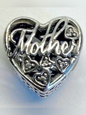Pandora Mother & Son Heart Charm 925 ALE Sterling Silver Bead